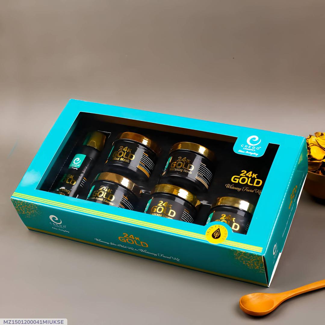 24K Gold Whitening Facial Kit 6 in 1 for All Skin Types