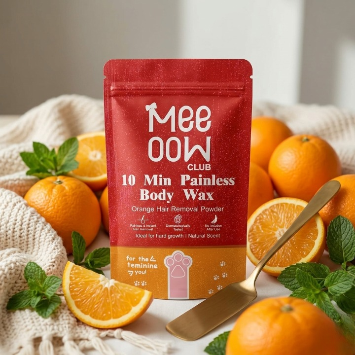 10 Min Painless Body Wax by Meeoow Club – Orange Hair Removal Powder