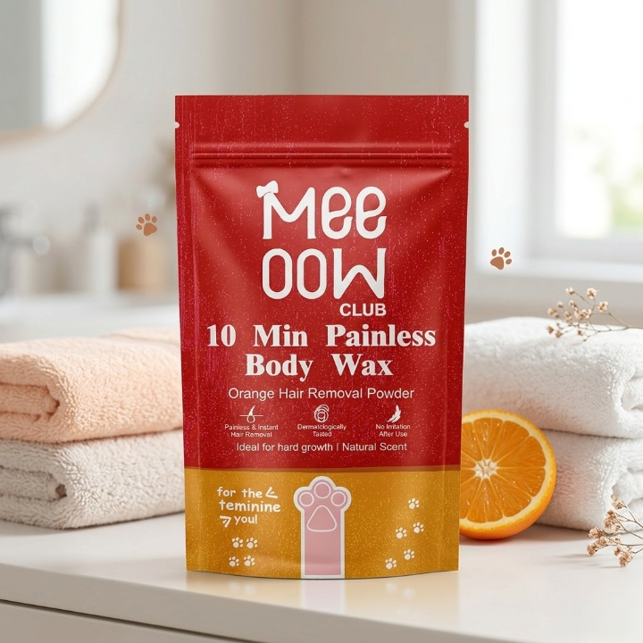 10 Min Painless Body Wax by Meeoow Club – Orange Hair Removal Powder