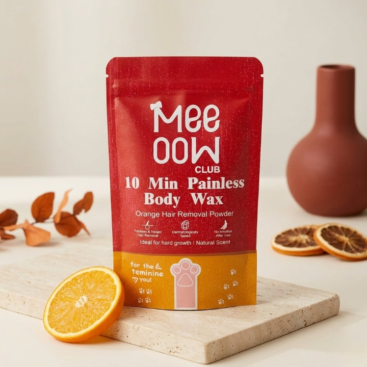 10 Min Painless Body Wax by Meeoow Club – Orange Hair Removal Powder